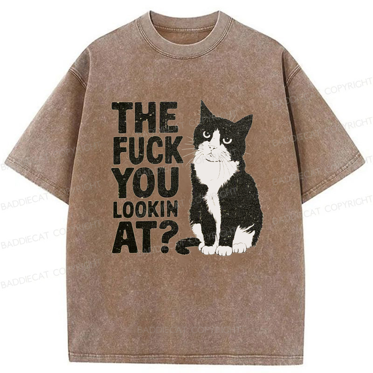 Baddiecat The Fuck You Lookin At Washed T-shirt