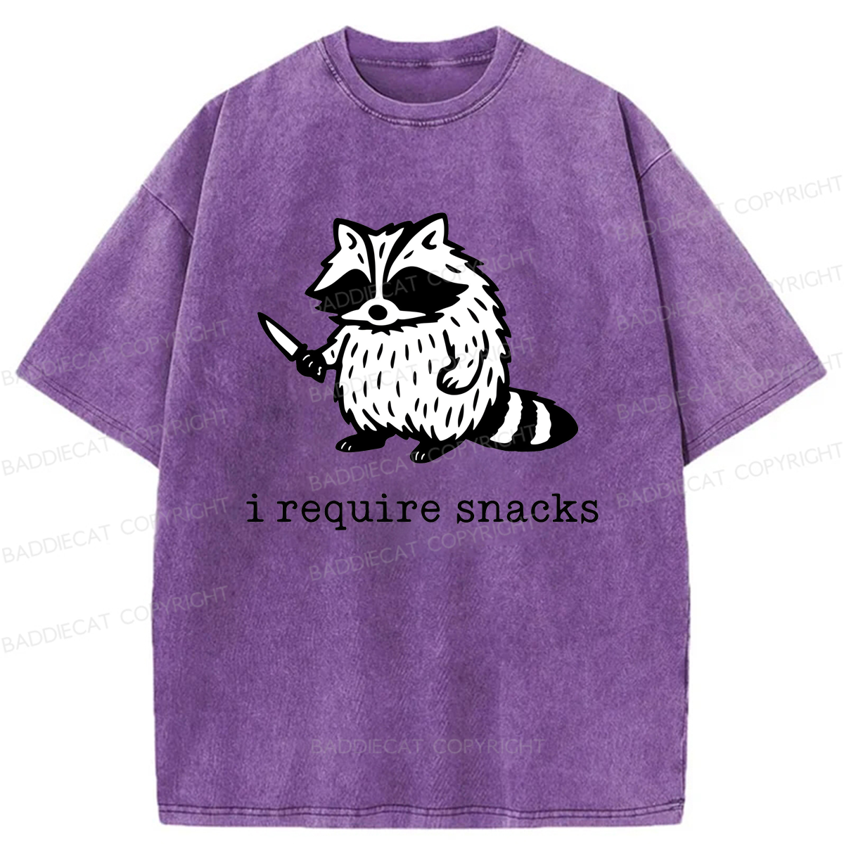 Baddiecat I Require Snacks Washed T-shirt
