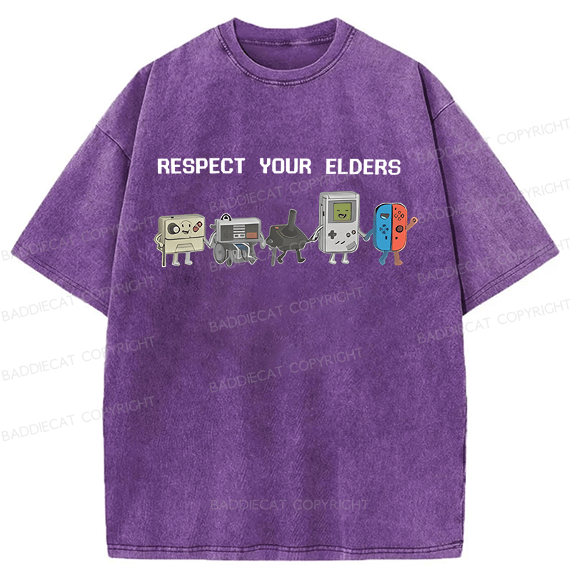 Baddiecat The Game Respect Your Elders Funny Washed T-shirt