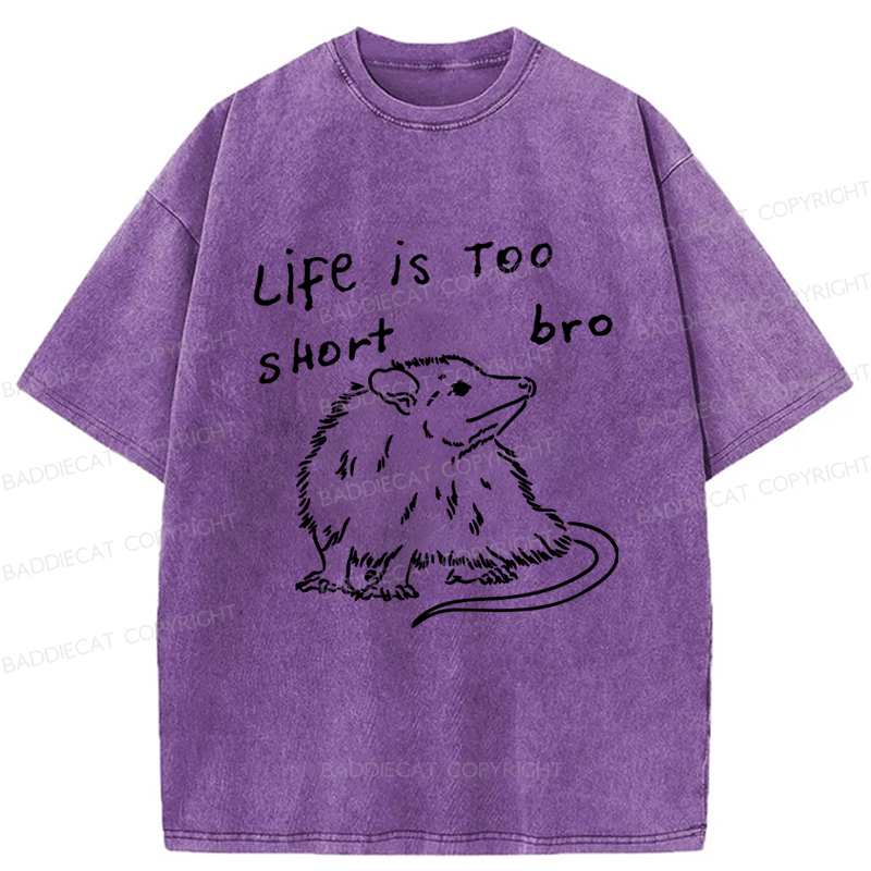 Baddiecat Mouse Life Is Too Short Bro Washed T-shirt