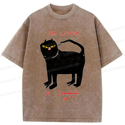 Baddiecat Funny Cat Washed T-shirt
