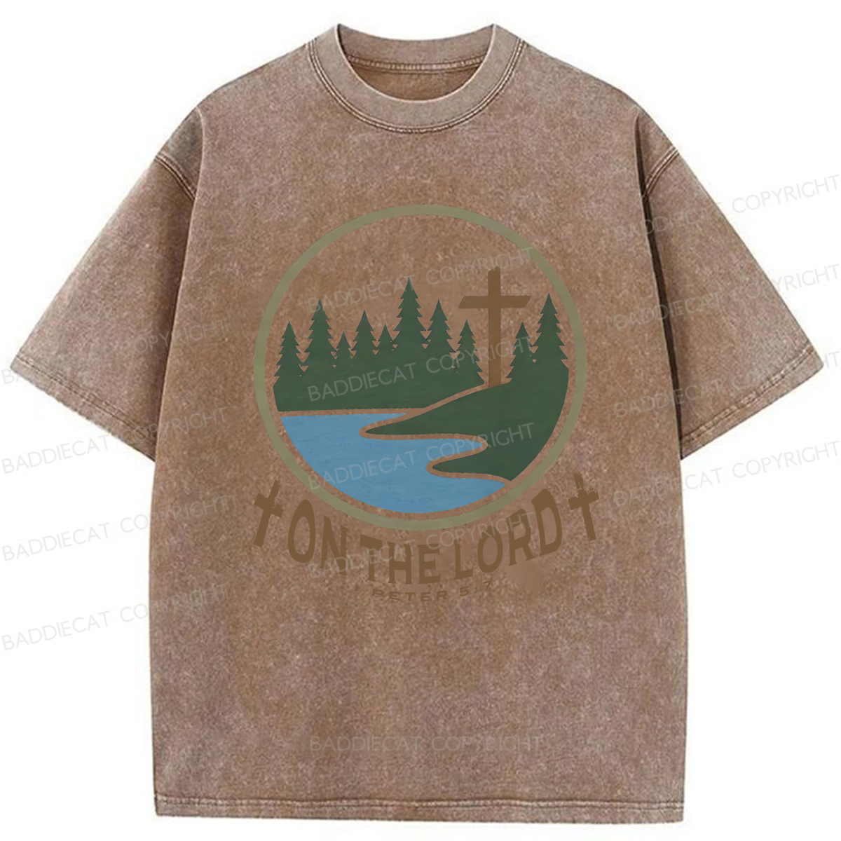 Baddiecat Christian Camping On The Lord Washed T-shirt