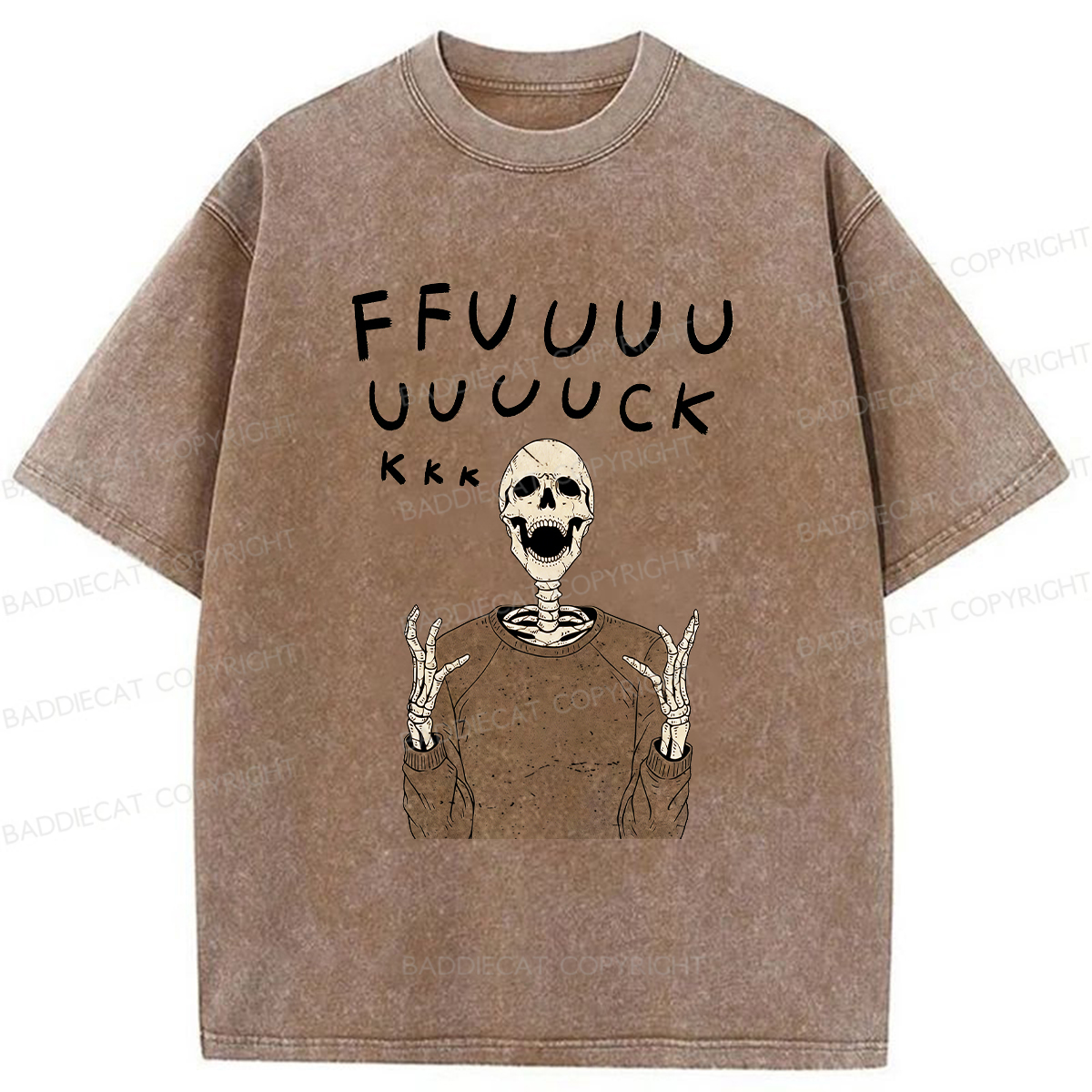 Baddiecat Complaining Skull Washed T-shirt