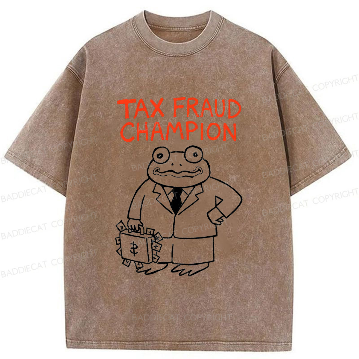 Baddiecat Tax Fraud Frog Washed T-shirt