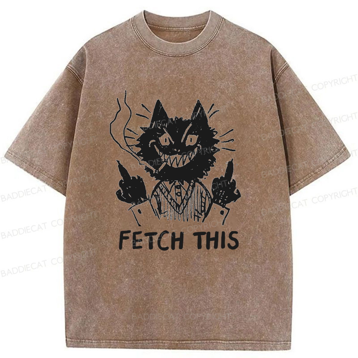 Baddiecat Fetch This Cat Washed T-Shirt