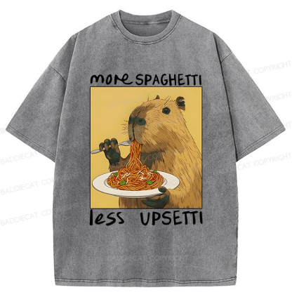 Baddiecat Capybara Eating Pasta Washed T-shirt