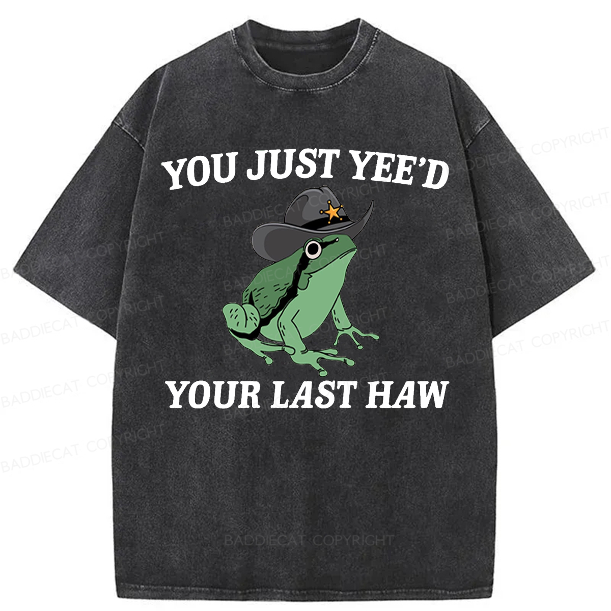 Baddiecat Cowboy Frog Washed T-shirt