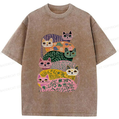 Baddiecat Patterned Cat Washed T-shirt