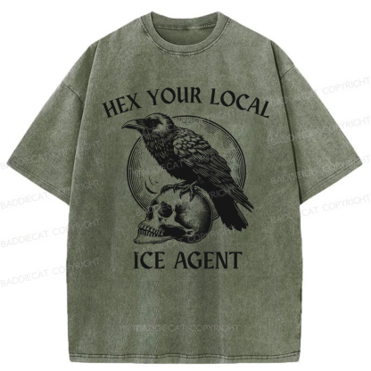 Baddiecat Hex Your Local ICE Agent Washed T-shirt