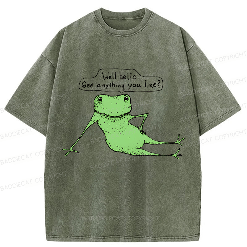 Baddiecat Flirtatious Frog Washed T-shirt