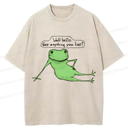 Baddiecat Flirtatious Frog Washed T-shirt