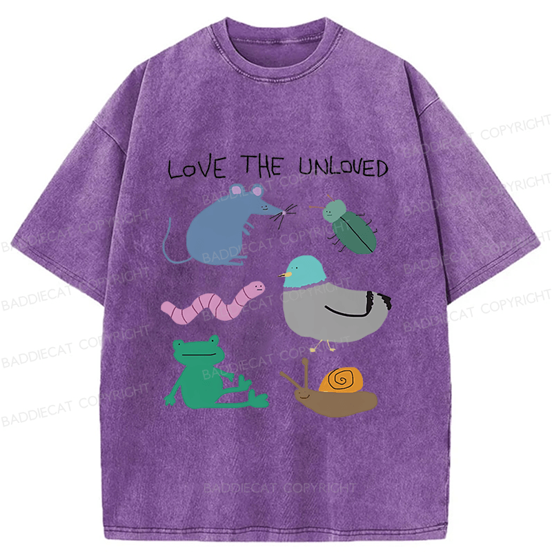 Baddiecat Love The Unloved Funny Animal Washed T-shirt