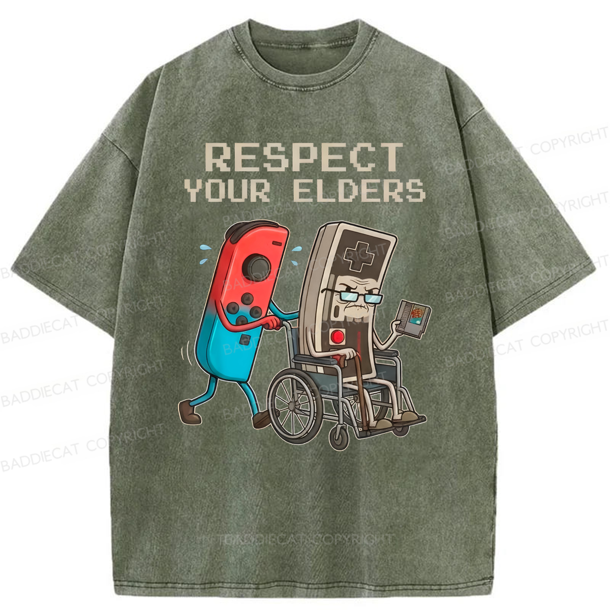 Baddiecat Respect Your Elders Washed T-shirt