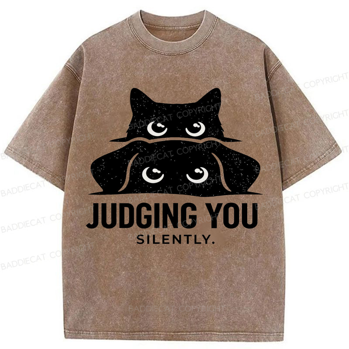 Baddiecat Judging You Silently Washed T-shirt