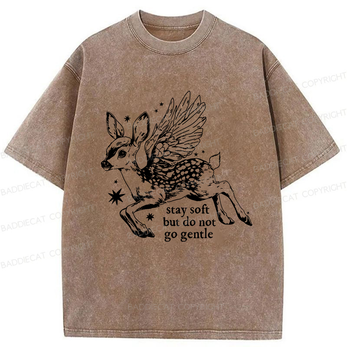 Baddiecat Resisting The Fawn Washed T-shirt