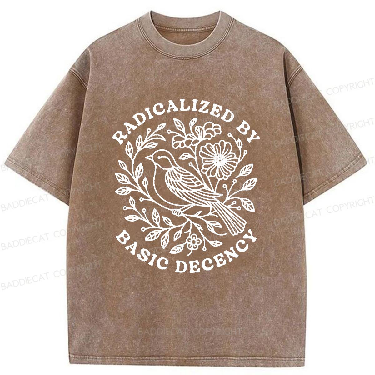 Baddiecat Radicalized By Basic Decency Washed T-shirt