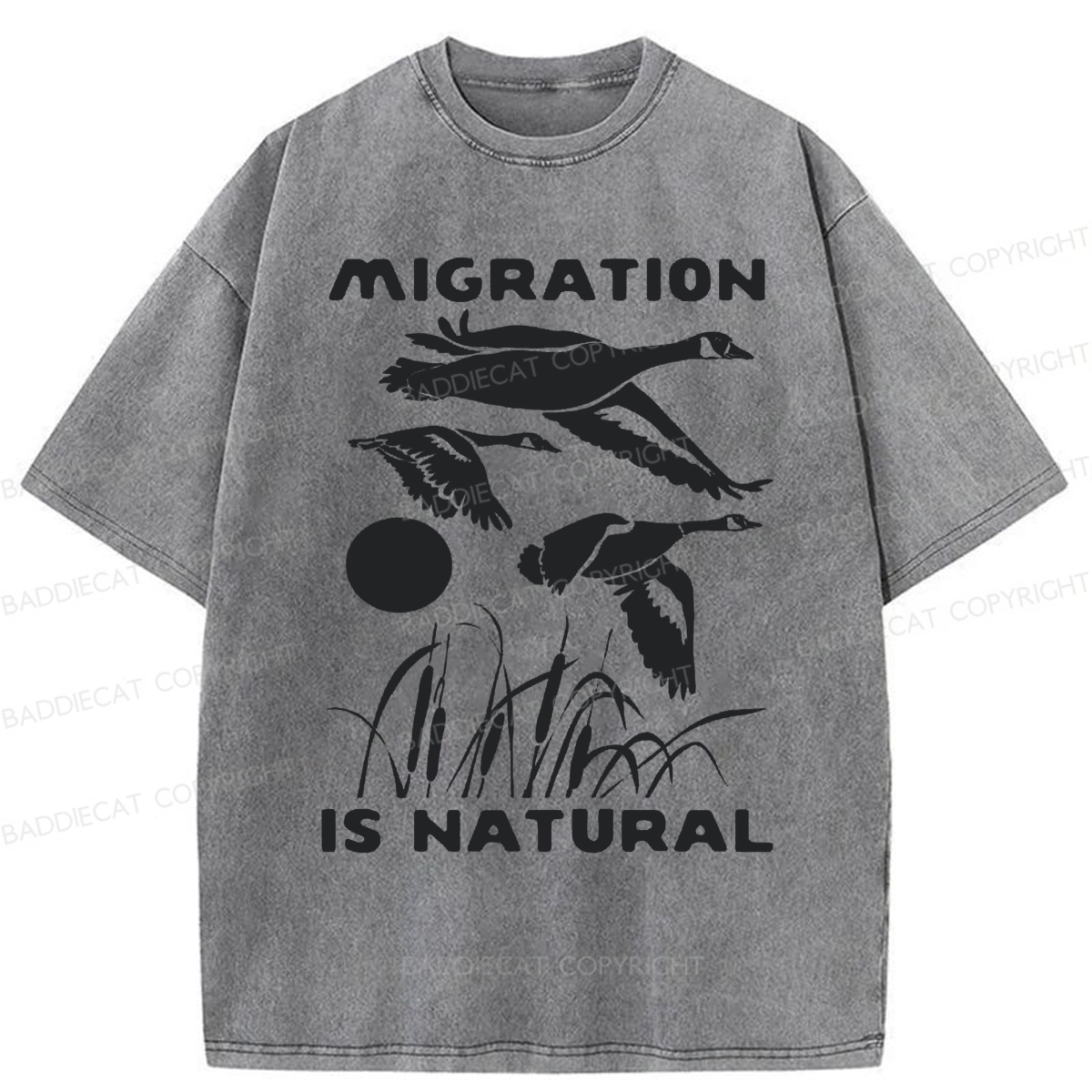 Baddiecat Migration Is Natural Washed T-shirt