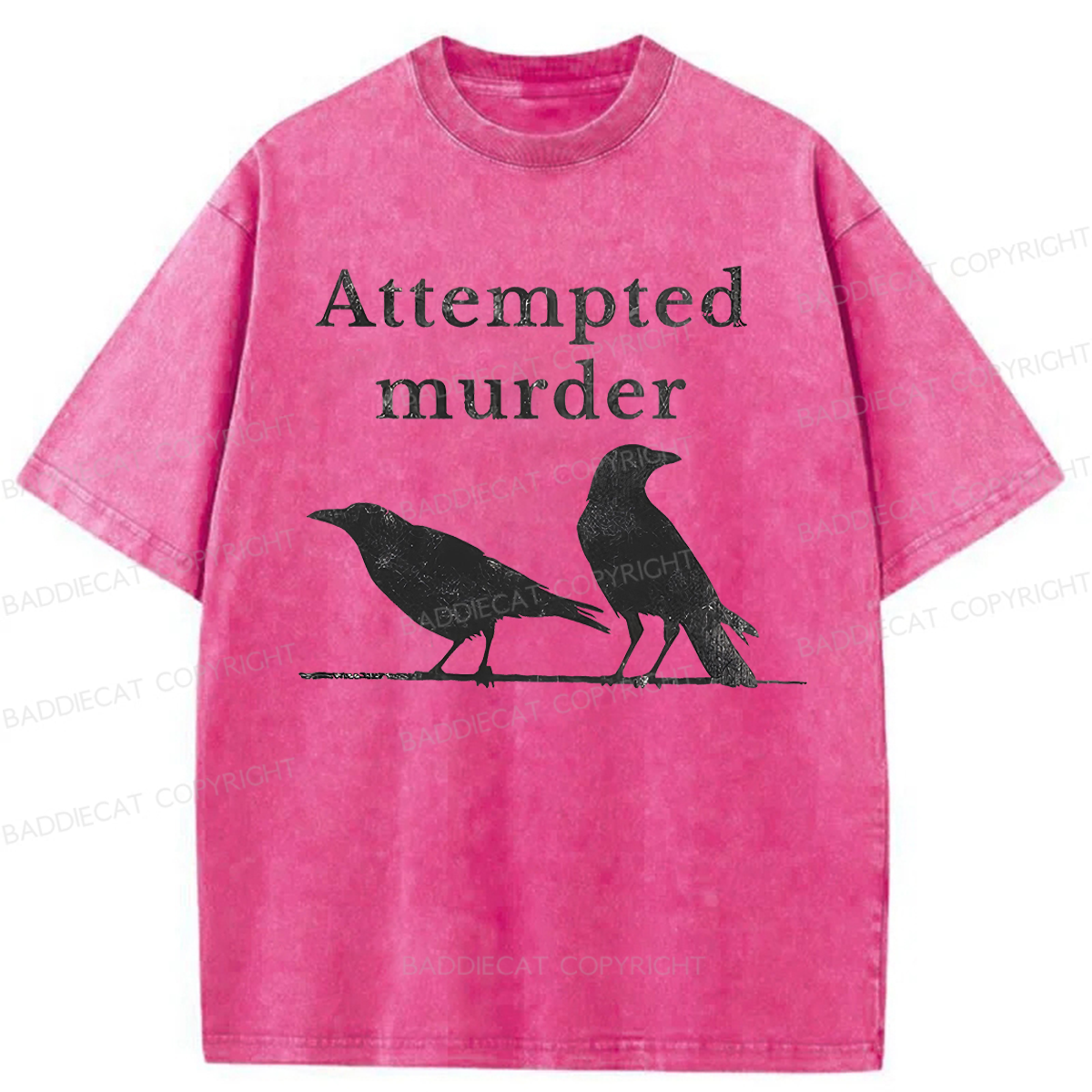 Baddiecat Crow Raven Attempted Murder Washed T-shirt
