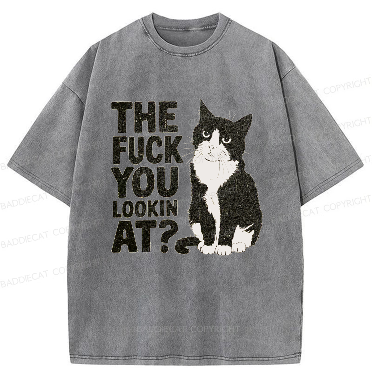 Baddiecat The Fuck You Lookin At Washed T-shirt