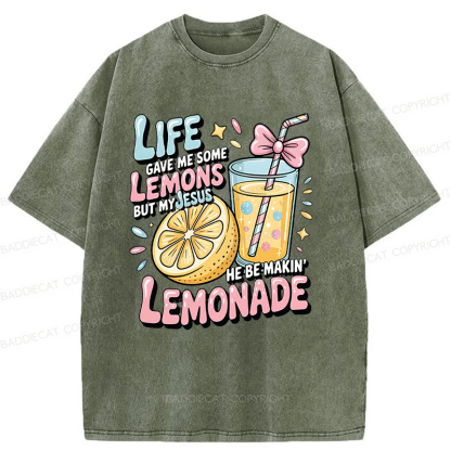 Baddiecat Jesus Lemonade Washed T-shirt