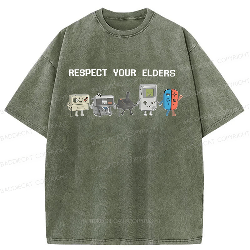 Baddiecat The Game Respect Your Elders Funny Washed T-shirt