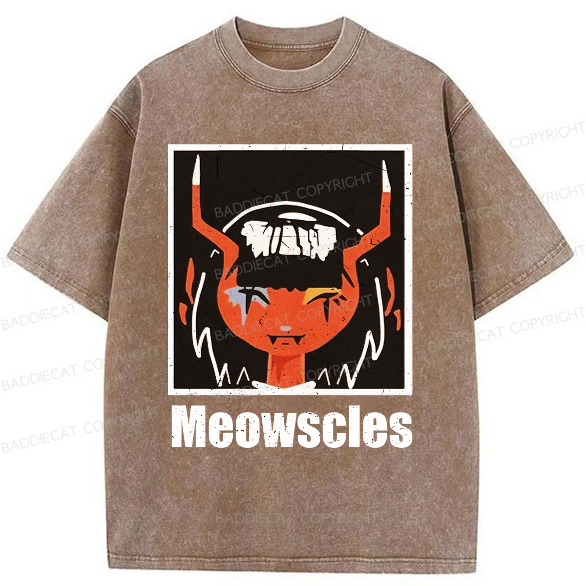 Baddiecat Meowskulls Washed T-shirt