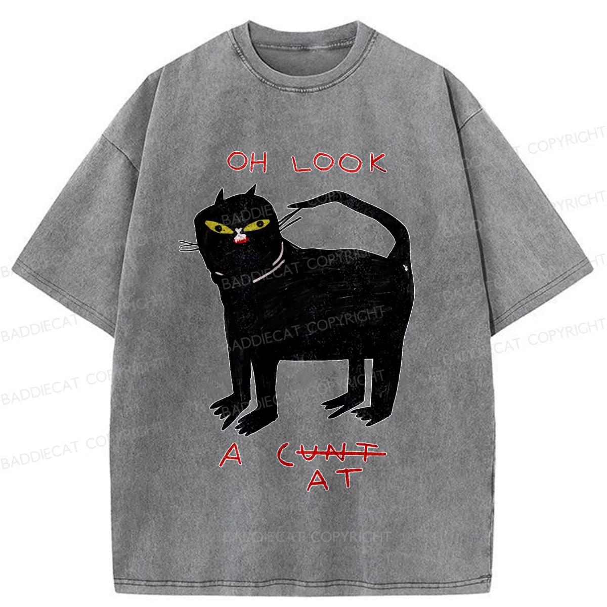 Baddiecat Funny Cat Washed T-shirt