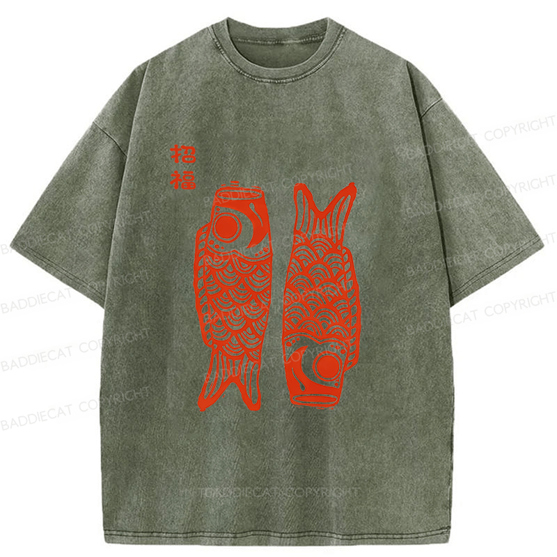 Baddiecat Japanese Carp Washed T-shirt