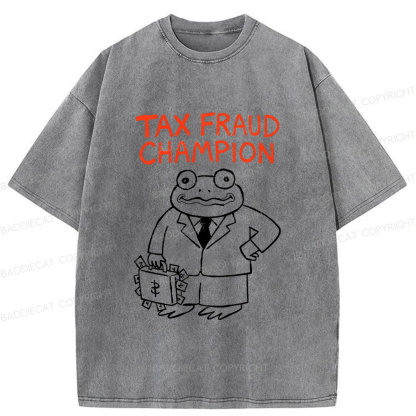 Baddiecat Tax Fraud Frog Washed T-shirt
