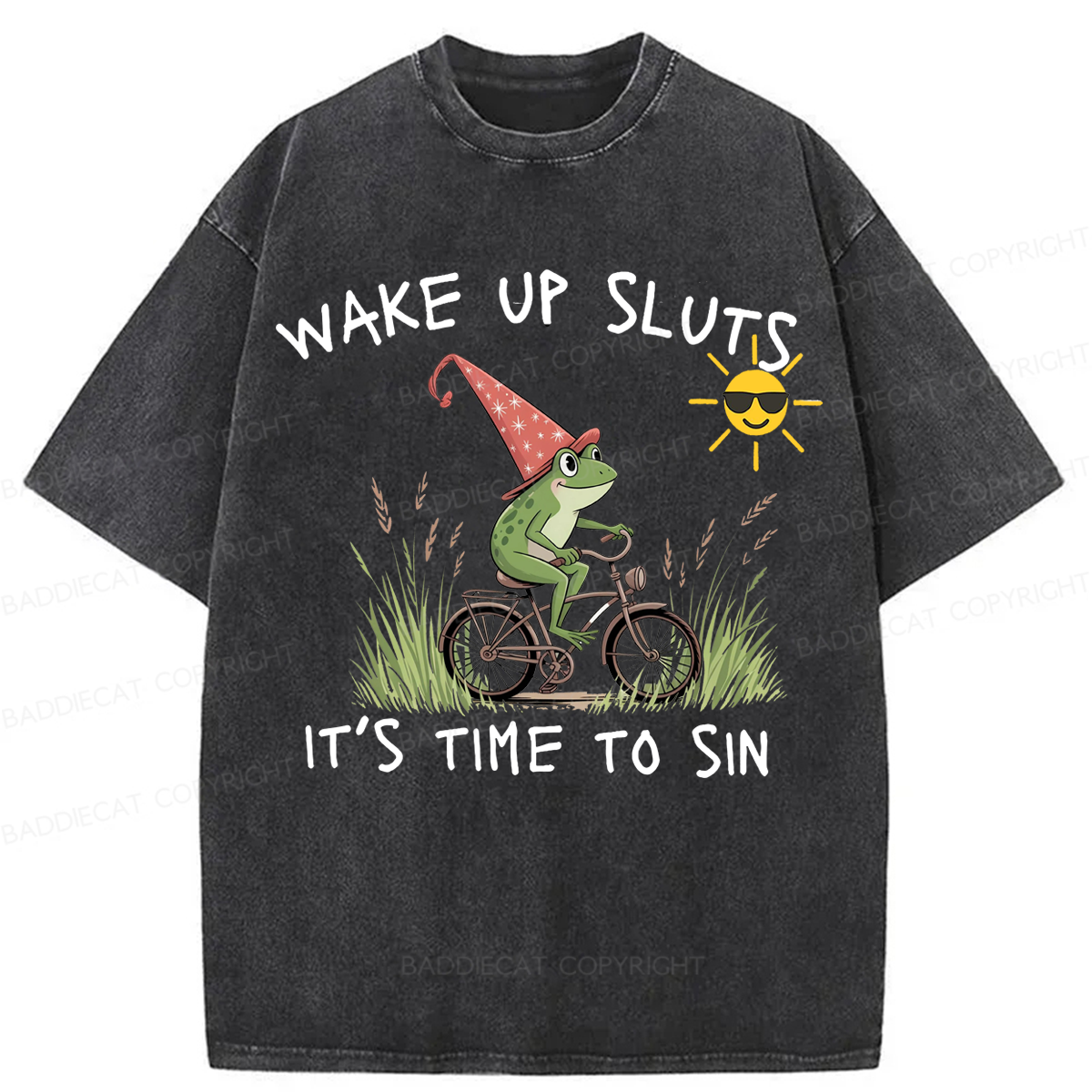 Baddiecat Wake Up Sluts It's Time To Sin Washed T-shirt