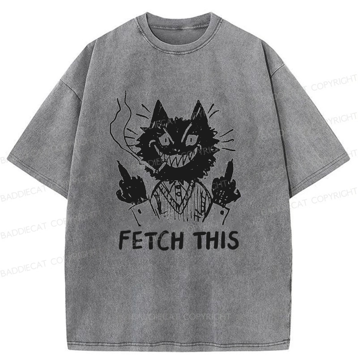 Baddiecat Fetch This Cat Washed T-Shirt