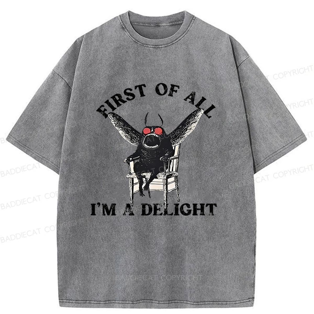 Baddiecat Pleasing Mothman Washed T-shirt