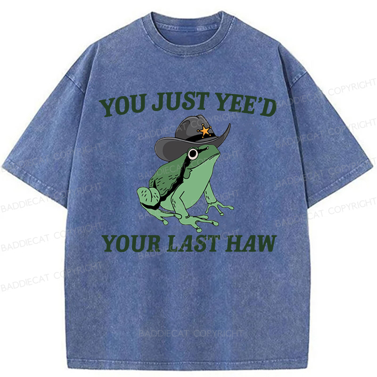 Baddiecat Cowboy Frog Washed T-shirt