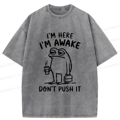 Baddiecat Sleep-deprived Frog Washed T-shirt