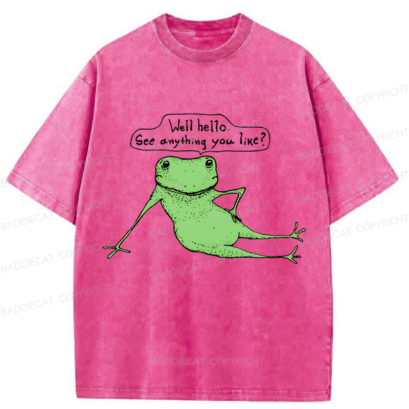 Baddiecat Flirtatious Frog Washed T-shirt