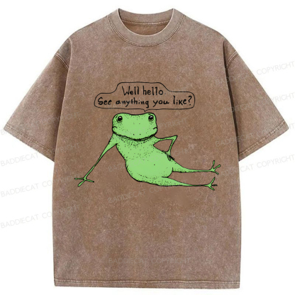 Baddiecat Flirtatious Frog Washed T-shirt