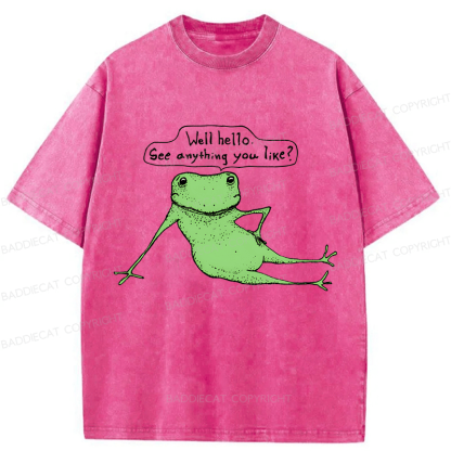 Baddiecat Flirtatious Frog Washed T-shirt