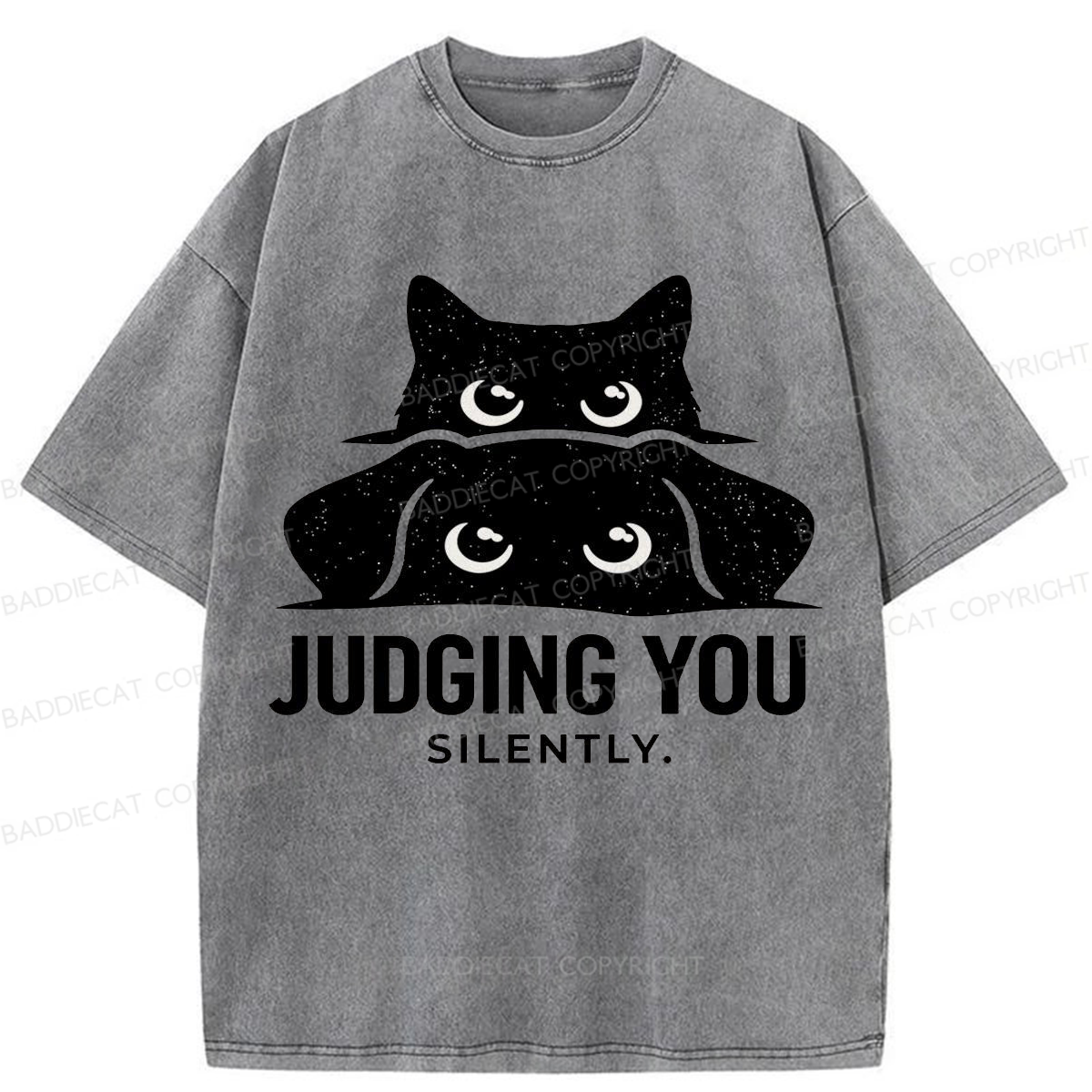 Baddiecat Judging You Silently Washed T-shirt