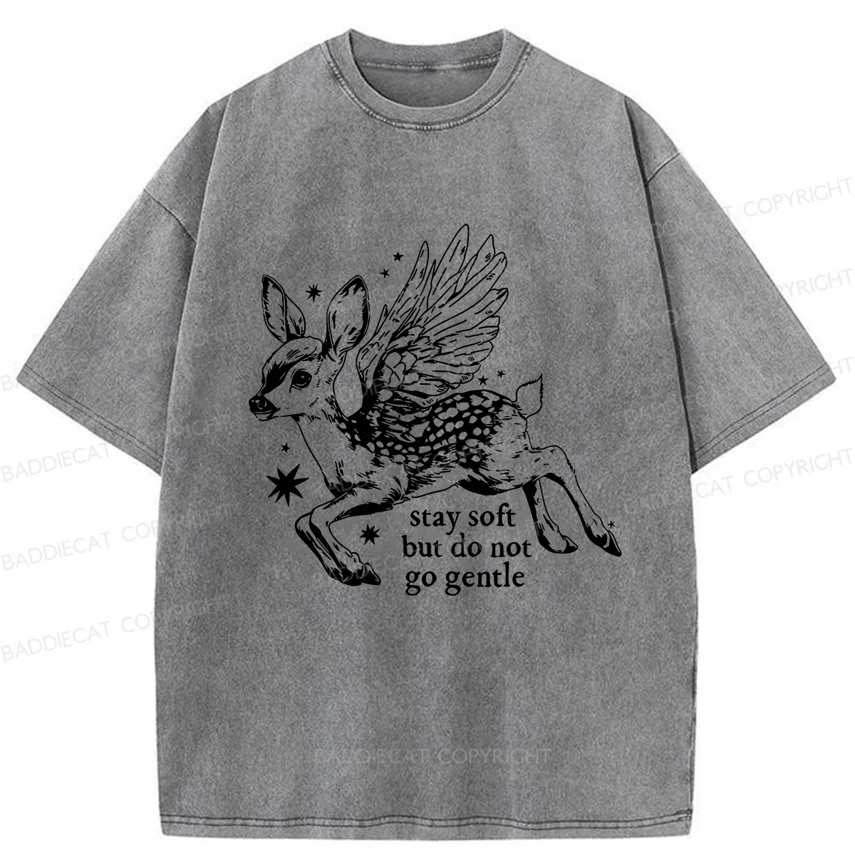 Baddiecat Resisting The Fawn Washed T-shirt