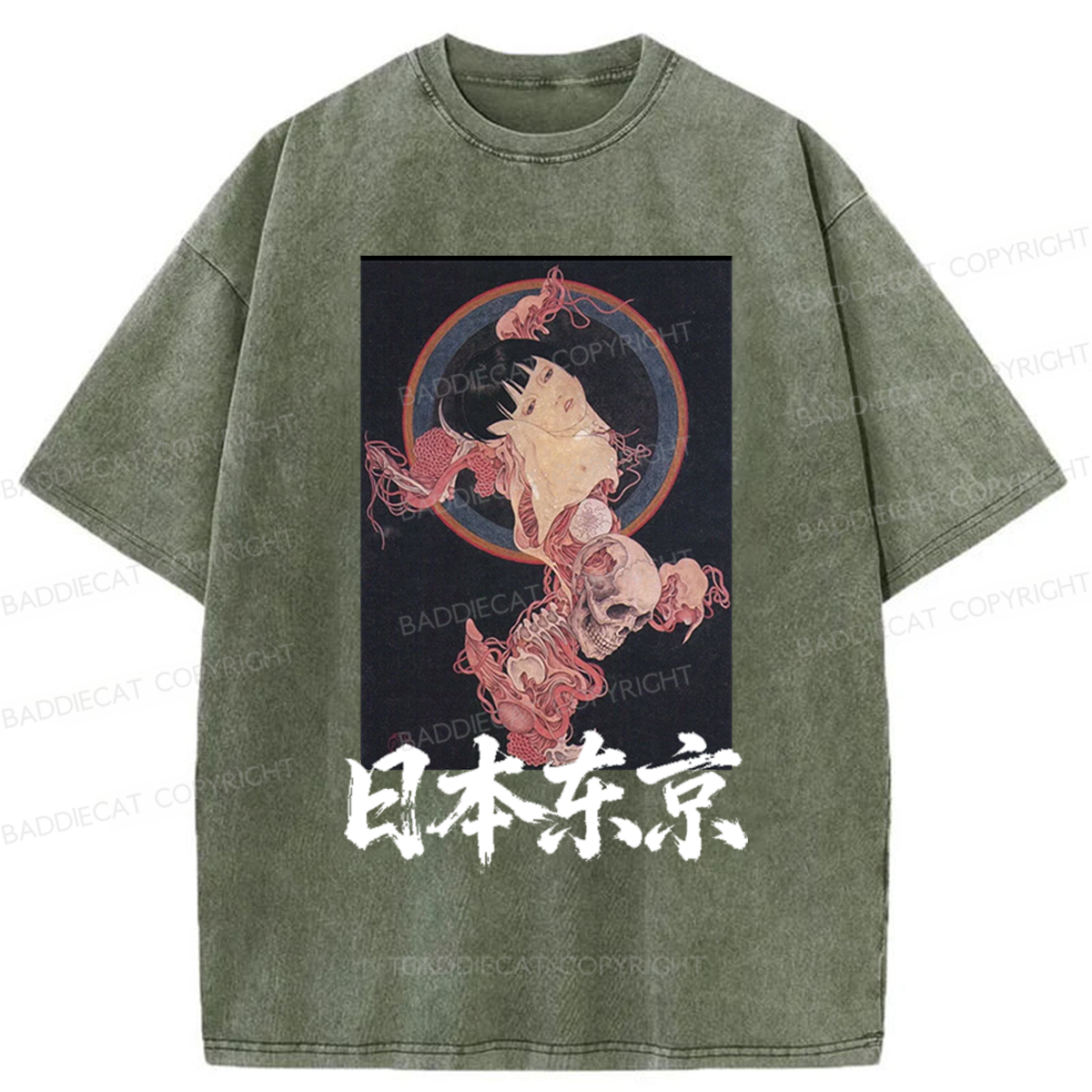 Baddiecat Japanese-style Tokyo Washed T-shirt
