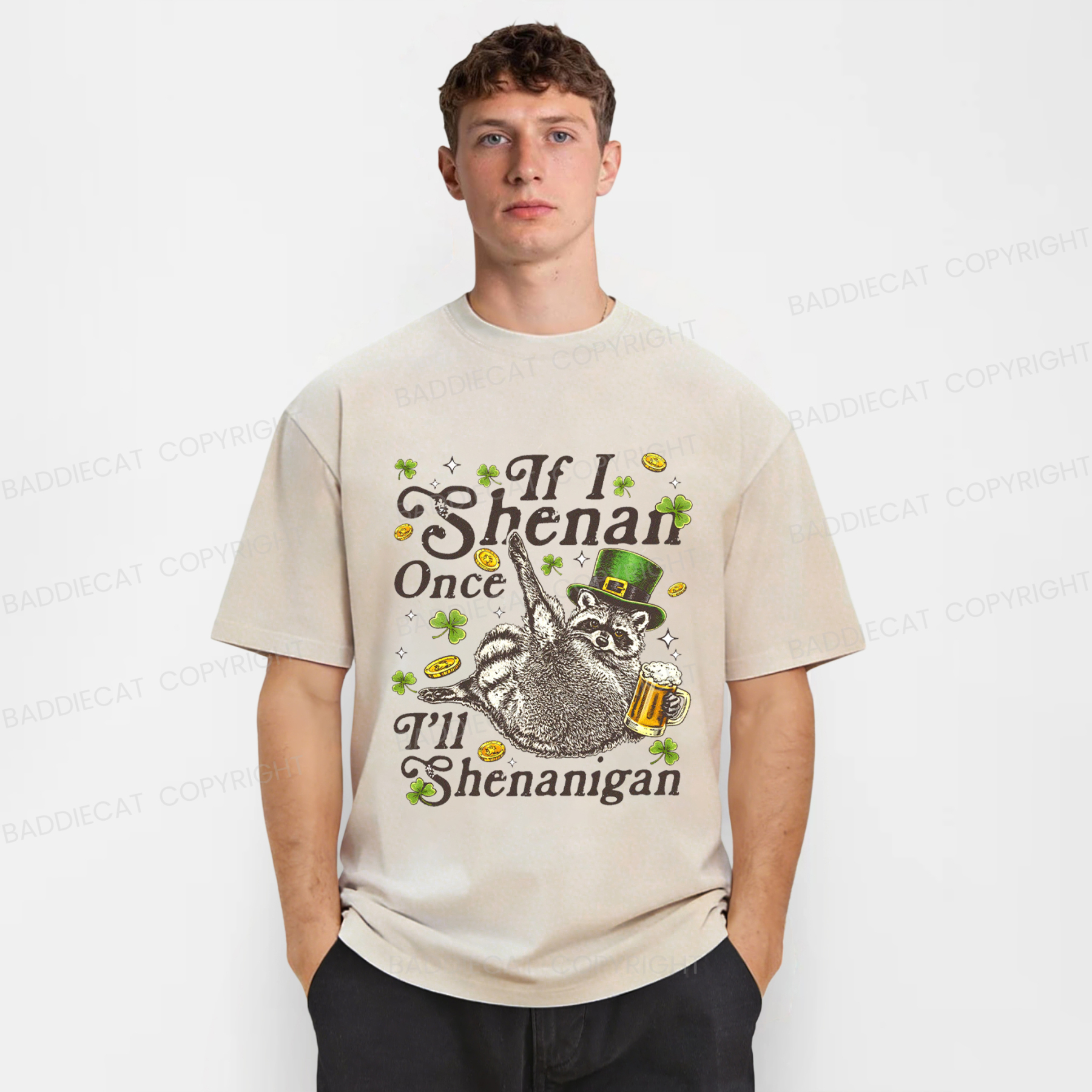 Baddiecat If I Shenan Once I'll Shenanigan Washed T-shirt