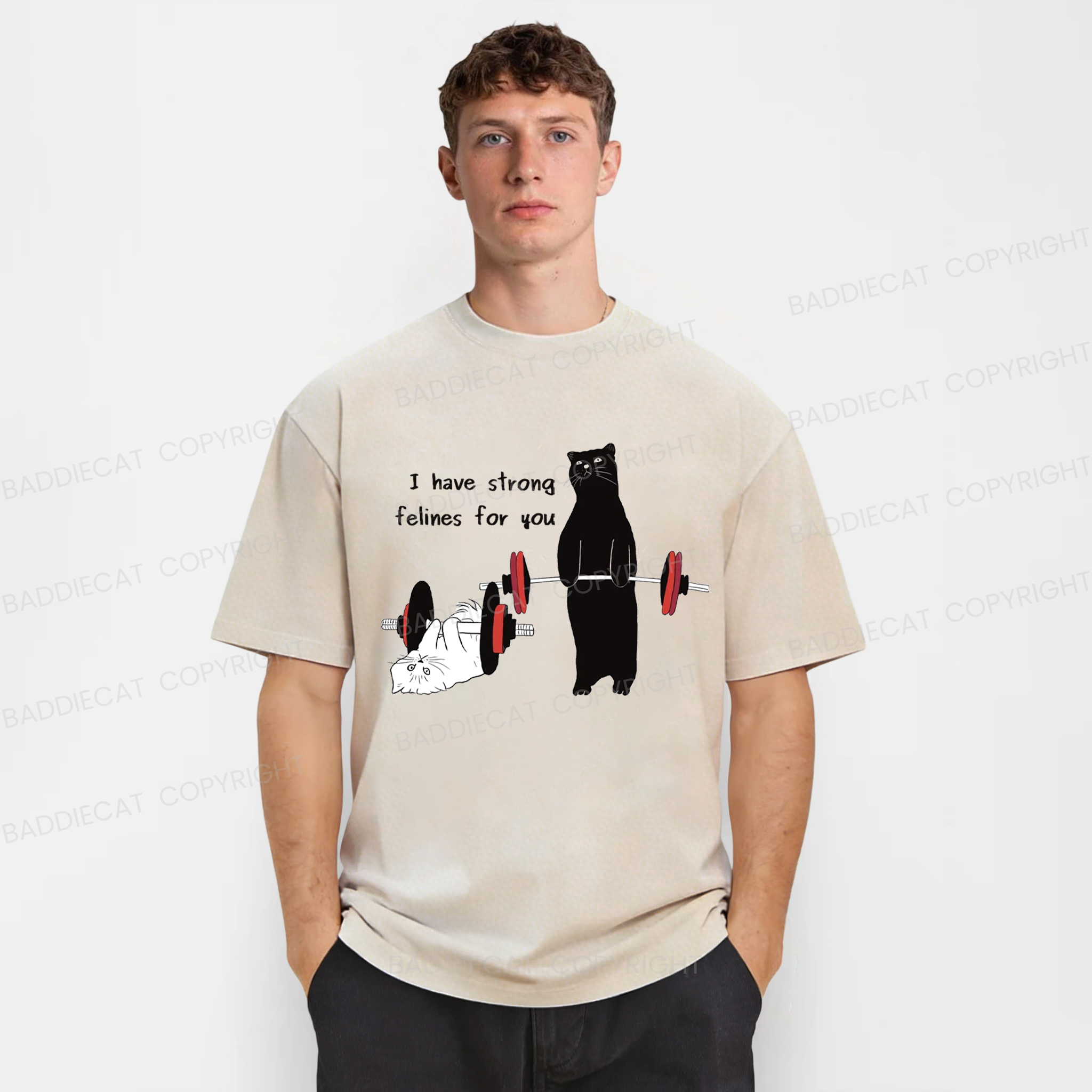 Baddiecat Powerful Cat Washed T-shirt