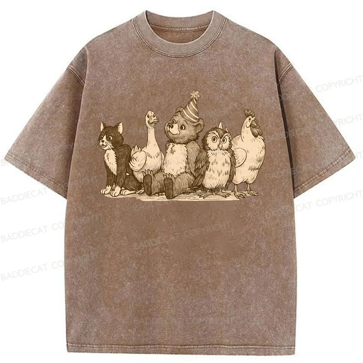 Baddiecat Vintage 90s Cartoon Bear Washed T-shirt