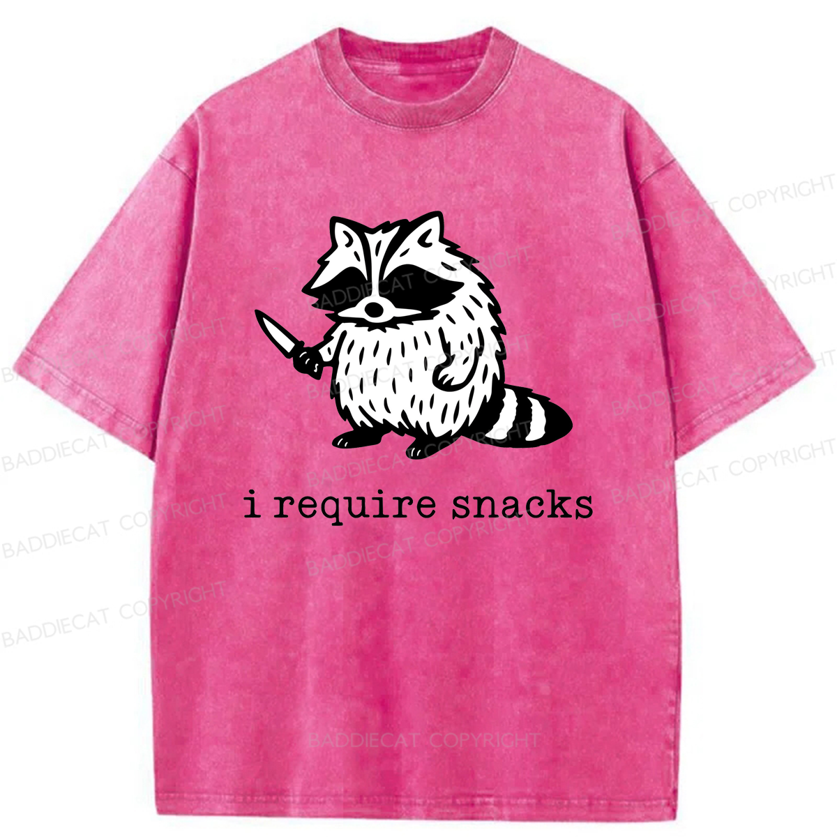 Baddiecat I Require Snacks Washed T-shirt
