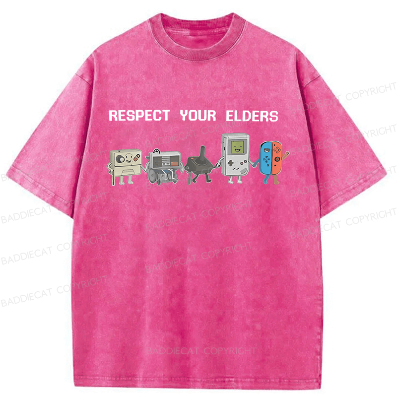 Baddiecat The Game Respect Your Elders Funny Washed T-shirt