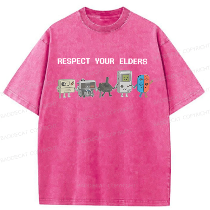 Baddiecat The Game Respect Your Elders Funny Washed T-shirt