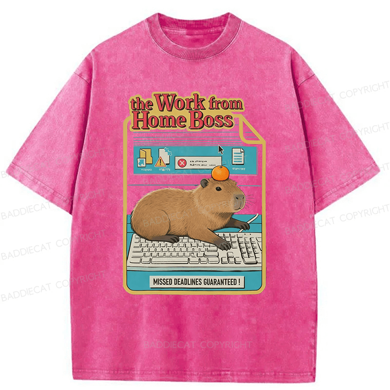 Baddiecat Capybara Funny Washed T-shirt