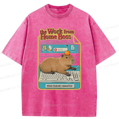 Baddiecat Capybara Funny Washed T-shirt