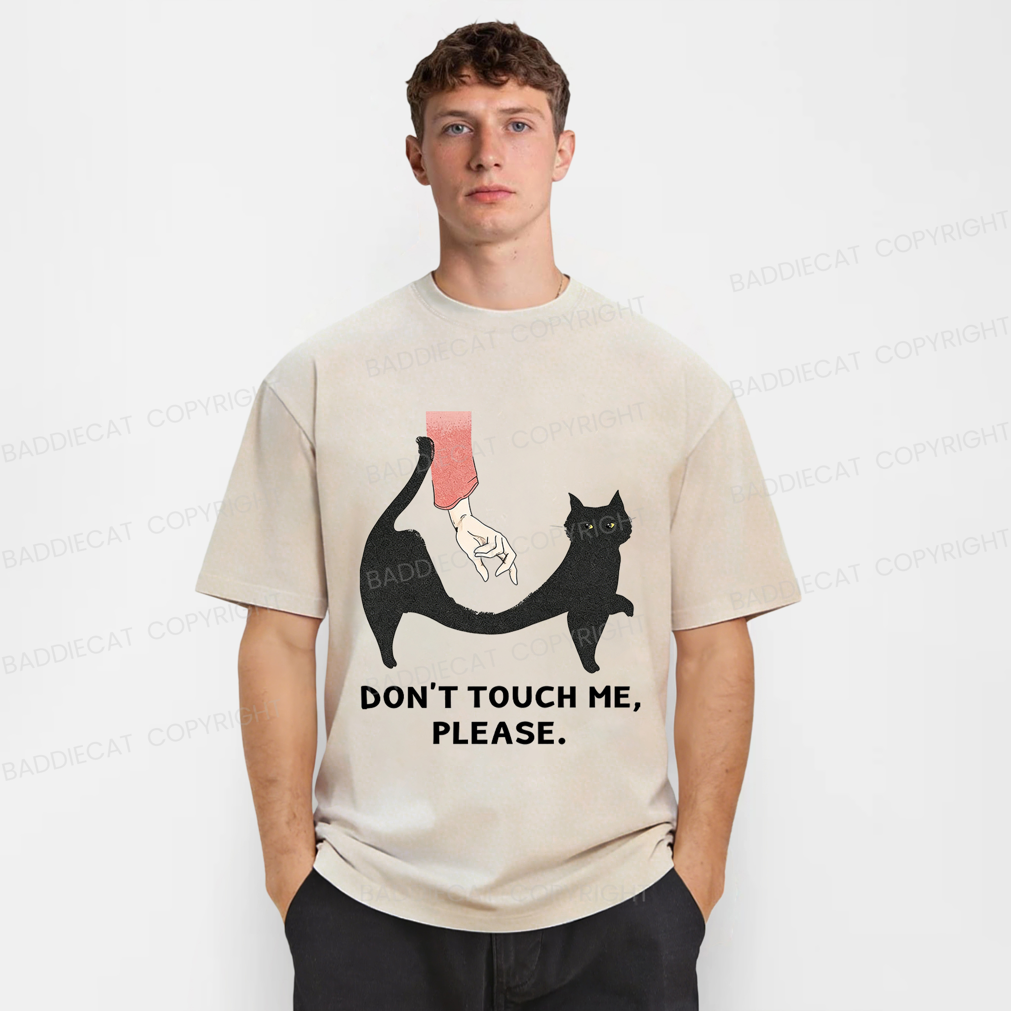 Baddiecat Do Not Touch Me Washed T-shirt