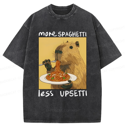 Baddiecat Capybara Eating Pasta Washed T-shirt
